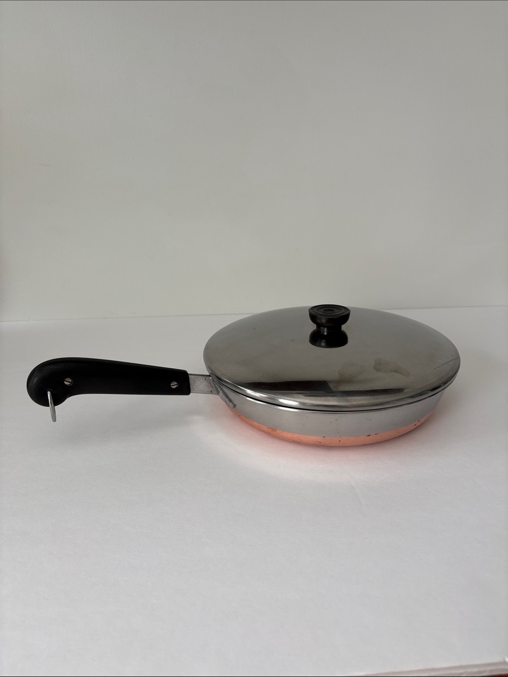 Revere Ware 10" Fry Pan Skillet with Lid Double Ring Copper pre 1968 Vintage